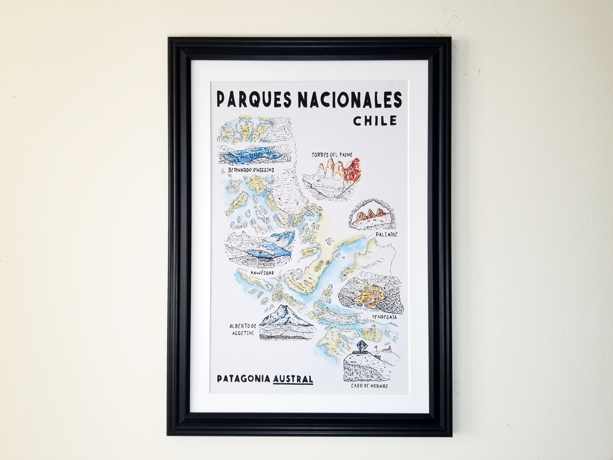 National Parks of Patagonia Austral Map Poster | Chile
